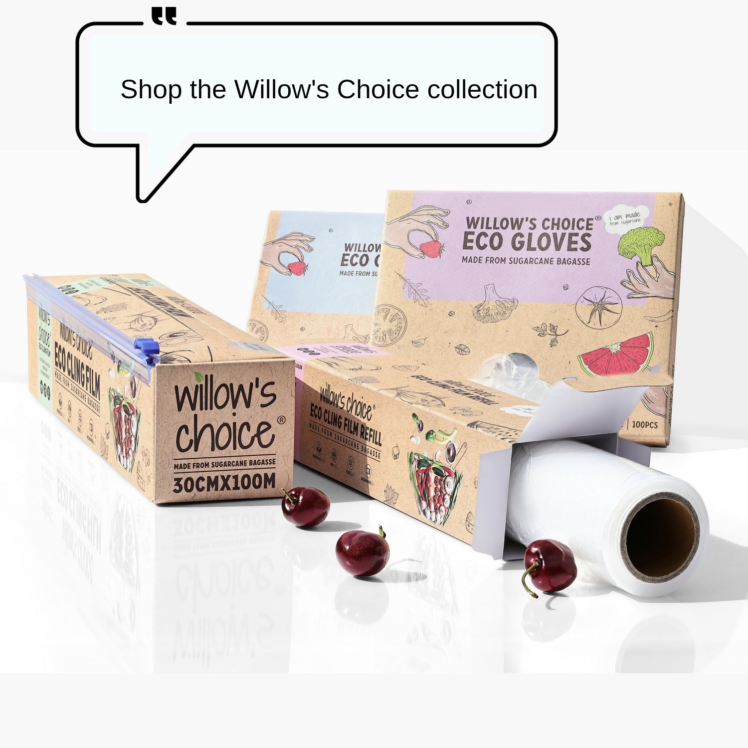 Eco Cling Film Refill | Made from Sugarcane Plant Based Material | Vegan, Recyclable, BPA Free | Microwave Safe (100m x 30cm)