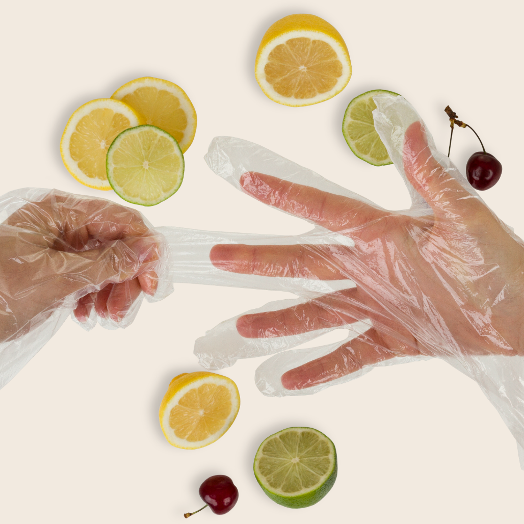 Eco Food Gloves | Made from Sugarcane Plant Based Material | Vegan, Recyclable, BPA Free (100pcs, Small Size)