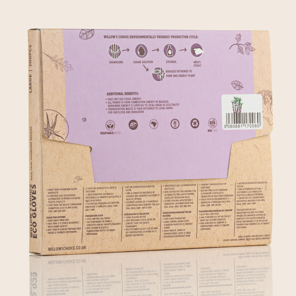 Eco Food Gloves | Made from Sugarcane Plant Based Material | Vegan, Recyclable, BPA Free (100pcs, Large Size)