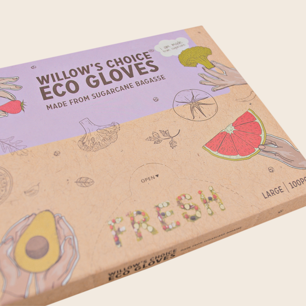 Eco Food Gloves | Made from Sugarcane Plant Based Material | Vegan, Recyclable, BPA Free (100pcs, Large Size)