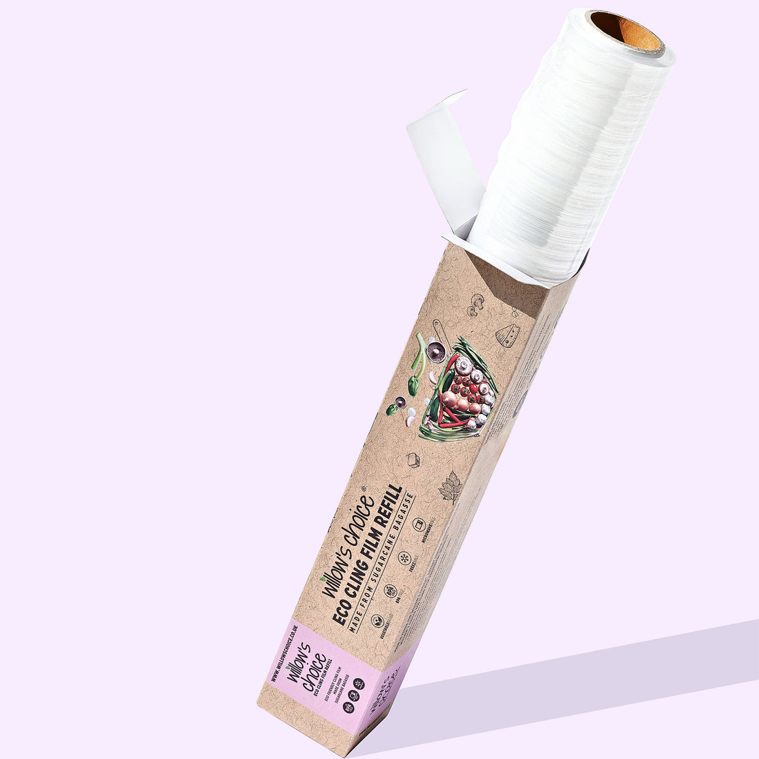 Eco Cling Film Refill with purple background
