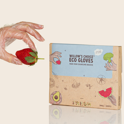 Eco Food Gloves | Made from Sugarcane Plant Based Material | Vegan, Recyclable, BPA Free (100pcs, Small Size)