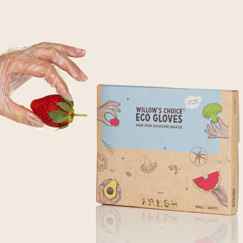 Eco Food Gloves Made from Sugarcane | Vegan, Recyclable, BPA Free (100pcs, Small Size)