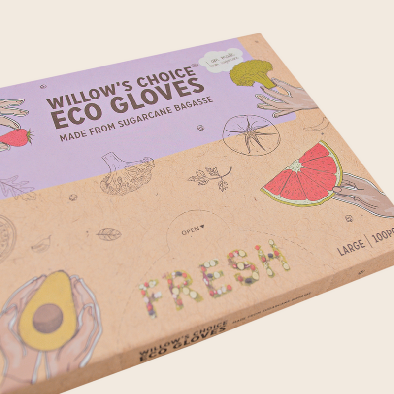 Eco Food Gloves Made from Sugarcane | Vegan, Recyclable, BPA Free (100pcs, Large Size)